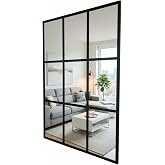 THEROSE Window Mirror, Industrial Mirror, Aluminium Black 120 x 80 cm