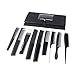 Anself 9pcs Black Pro Salon Hair Comb Set with a Pouch Holder Case Plastic Barbers Cutting Combs Set