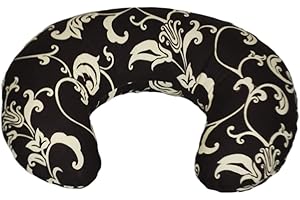 Velinda cuscino piccolo, per l'allattamento, da seduta, gravidanza, poggiatesta (motivo: fantasia floreale su sfondo nero)