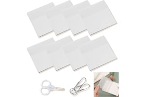 KAJKEY Transparente Haftnotizen, 400 pièces, Wasserdicht Haftnotizen, Creative Transparente Sticky Notes 75 X 75 Mm, Self-adhesive Sticky Notes Für Büro Und Studenten, avec des ciseaux et 2 trombones