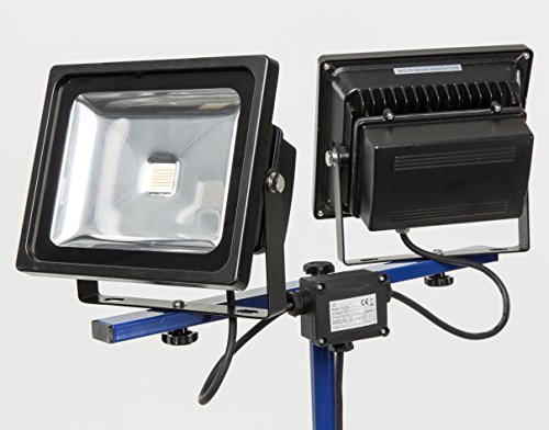 as – Schwabe 46909 Chip LED Strahler mit Stativ, 2 x 30 W , geeignet für Gewerbe Baustelle, blau, 46909 - 4