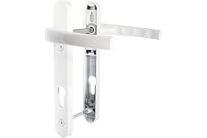 JCP uPVC Door Handle Pair, 122mm Screw Centres, 92 mm PZ Sprung Set, 220mm X 30mm Backplate, White