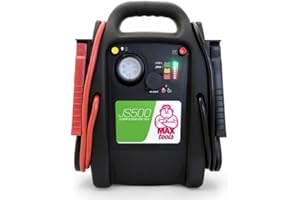 MAXTOOLS JS500 2200 A 22 Ah, Avviatore di Emergenza per Auto e Furgoni, Motori 12V Diesel e Benzina, Jump Starter, con Torcia LED, Porta USB e Cavi di Avviamento