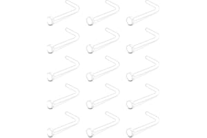 Briana Williams 20G Clear Nose Studs Hide Piercing for School Flat Top Retainer Bioflex L Shape Bone Screw Nose Piercing Jewelry