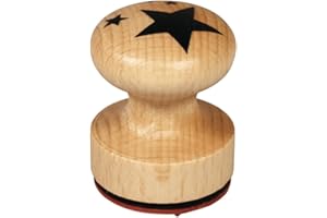 Rayher Tampon bois "Petite Étoile" p. carterie & bricolage 3cm ø rouge, 29230000, Naturel