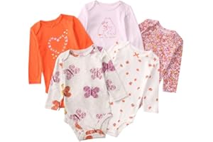 Acuryx Kombinezony z długim rękawem dla niemowląt chłopiec dziewczynka opakowanie 5 szt. kombinezon noworodka śpioszki dziecięce jednoczęściowe ubrania bawełniane