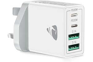 USB C Plug, Aioneus 40W 4-Port USB C Fast Charger Plug Dual Port PD Power Adapter + QC Wall Charger, Multi USB Plug UK Type C Charging Plug for iPhone 16 15 14 Pro Max 13 12 11 XS XR 8, Samsung, iPad