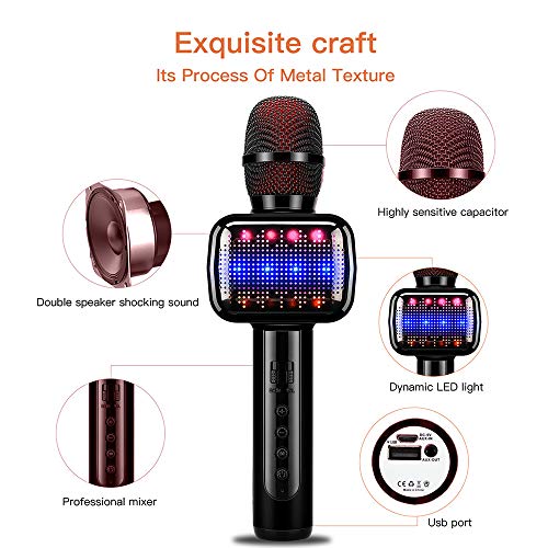 micrófonos inalámbricos Disco Light para fiesta cumpleaños regalo  compatible Android iOS PC Smartphone Cocopa micrófono niños sin cables  adultos con altavoz Micrófono Karaoke Bluetooth inalámbrico Micrófonos  dinámicos Micrófonos futakuchi-hakata.com