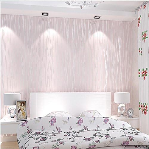 CLOERE 3D series, simple stripe non-woven fabric wallpaper and wall decorations (green ornament) , light pink