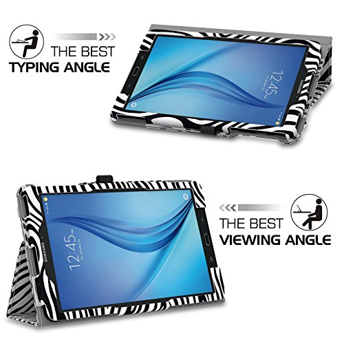 MoKo Tab E 9.6 Hülle – Kunstleder Ständer Schutzhülle Smart Cover mit Stift-Schleife für Samsung Galaxy Tab E 9,6″ (Wifi/4G LTE Version) 2015 Tablet-PC, Zebra Schwarz - 4