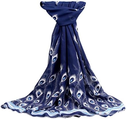 Kavitoz Fashion Women Long Soft Wrap scarf Ladies Shawl Chiffon Scarf Scarves Choice of Colours (Dark Blue-A)
