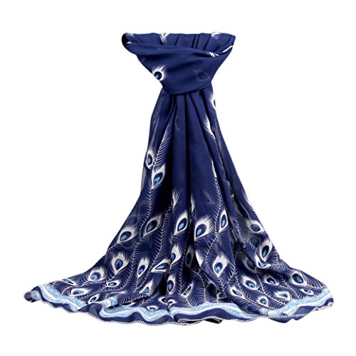 Kavitoz Fashion Women Long Soft Wrap scarf Ladies Shawl Chiffon Scarf Scarves Choice of Colours (Dark Blue-A)