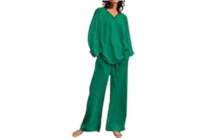 HAOLEI Ensemble Jogging Femme Coton et Lin Survêtement 2 Pcs Combinaison Été Automne Sweat Sweatshirt Pantalon de Sport Tenue de Sport Décontracté Streetwear Lâche Respirant T-Shirts + Pantalon