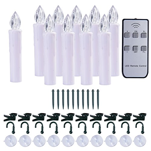 Raycare 10 Pcs Flameless Christmas Tree Candle Lights Led Window Candles With Remote Battery Operated Taper Candles With Removable Spikes Clips Suction Cups Warm White Dia 0 7 X H 4 Buy Online In China At
