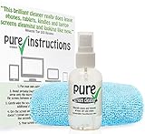Tamaño de bolsillo de 60 ml para LLEVARLO COMODAMENTE A CUALQUIER LUGAR. El kit de limpieza para pantallas Pure incluye: un frasco de 60 ml con vaporizador, un paño de microfibra suave de gran tamaño (380 mm x 380 mm) y las instrucciones de uso completas. El kit está debidamente envuelto dentro de una bolsa suave, transparente y práctica.
