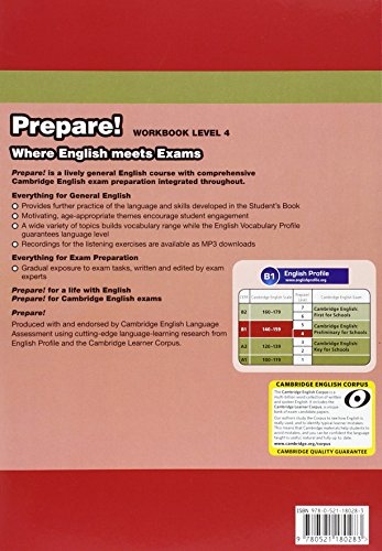 Livres Couvertures de Cambridge English Prepare! Level 4 Workbook with Audio