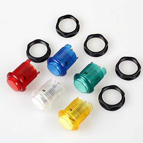 5x 30mm Arcade luces LED Botón pulsador incorporado 5V Botones iluminados para Arcade Machine Games Kit DIY Piezas Jamma Mame Raspberry Pi 1 2 3 (Cada color de 1 pieza) 5 Color