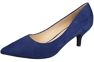 LOUDLOOK Ladies Pointed Toe Casual Work Kitten Heel Office Dress Court Shoes Womens Size 3-8