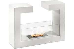 NORBE | Camino a Bioetanolo MAGNOR | Biocamino da Terra Bifacciale | Stufa a Bioetanolo | Dimensioni 78x25x58h cm | Potenza: 3,68 kw/h (BIANCO)