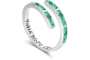 Glaube Liebe Hoffnung/Ich kann alles machen Ring 925 Sterling Silber Opal Ring Schmuck Verstellbarer Ring Damen Mädchen Frauen