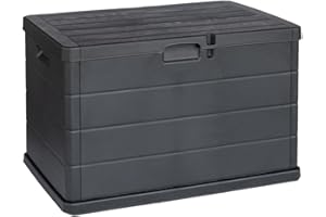 Kreher® XL Kissenbox/Gartenbox 170 Liter oder 340 Liter Nutzvolumen in moderner Holz Optik in Anthrazit! Robust, abwaschbar und einfach im Aufbau! (170 L)