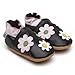Soft Leather Baby Shoes Little Flowers Black 4-5 years