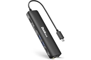 Hub USB C Dockteck 7 in 1 DD0015 Adattatore Dock con Porta Type C Thunderbolt 3 4K 60Hz HDMI + Ethernet Gigabit LAN RJ45 + 100W PD + 2 USB 3.0 + SD/Micro SD per MacBook, iPad, Surface, Type-C Laptop