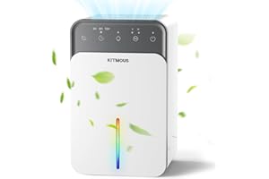 KITMOUS Electric Dehumidifier, 1500 ml, Electric Dehumidifier, Small, Dehumidifiers for Home, Quiet Air Dryer with 10 Hours Timer, LED Display, 7 Light Colours, Sleep Mode, Automatic Shut-Off