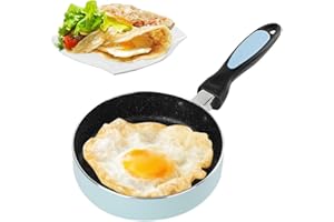 LOMUG Mini patelnia, 16 cm, mała patelnia do kuchenek indukcyjnych, nieprzywierająca, z uchwytem, mini patelnia do smażenia, przenośna, na kemping, do gotowania, indukcji, kuchenki gazowej (niebieska)