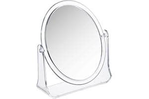 HASHK Magnifying Makeup Mirror Double Sided Vanity Cosmetic Dressing Table Mirror 360° Rotation Tabletop Circle Mirror for Styling Hair & Eyebrows, Travel, Crystal-Style