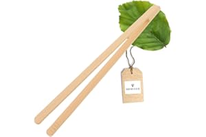 HOFMEISTER® Grillzange aus Holz, 50 cm lang, für Wurst, Steaks & Gemüse auf dem BBQ, fester Griff dank Rillen-Fräsung