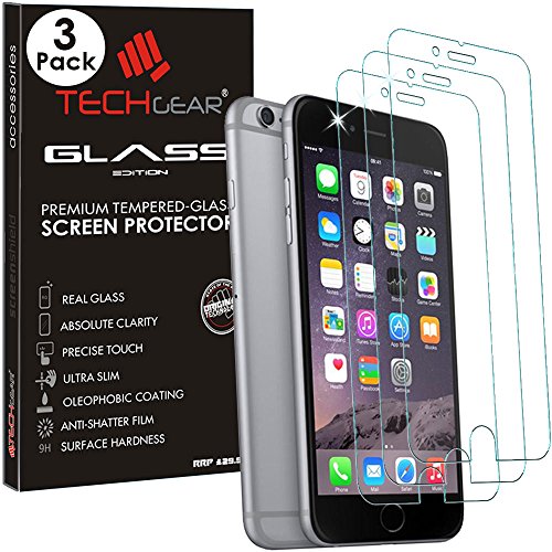 [3 Pack of] TECHGEARÂ® Apple iPhone 6s Plus, iPhone 6 Plus (5.5 Inch) GLASS Edition Genuine Tempered Glass Screen Protector Guard Cover [100% 3D Touch Compatible]
