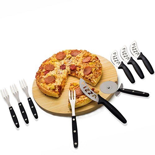 Oramics Pizza Set 10-teilig bestehend aus Pizzabrett, Besteck und Pizzaschneider - 4