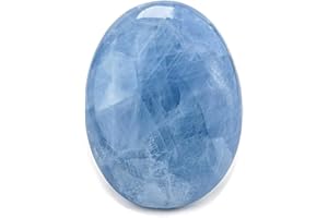 Eusice - Galet pierre Calcite bleue, Pierre de relaxation et apaisement, Pierre de paume, Pierre polie, galet lithothérapie
