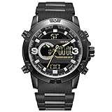 QRMH Men ' S Silicone Watch Doppelbewegung Elektronische Uhr Wasserdichte Luminous Kalender-Woche Anzeige