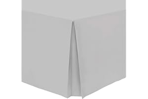 British Home Bedding - Mantovana plissettata con plateau – in policotone tinta unita si adatta sotto la base del materasso, mantovana giroletto – ultra morbido e leggero (super king, argento)