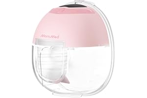 MomMed S33 Wearable Breast Pump – Double Hands-Free Electric Breast Pump with 4 Modes, 9 Suction Levels, Night Light, Portable Quiet & Rechargeable, 17/19/21mm Flange Inserts (Pink, 1 Pack)