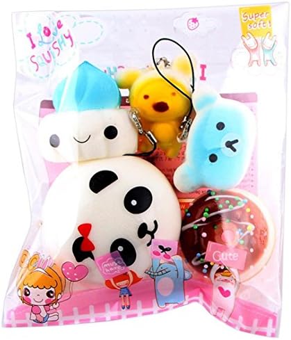 Slow Rising Squishies Jumbo, TUDUZ Newest Funny Creative 5 pcs/set Mini Soft Squishy Bread Toys Key Cell Phone Pendant Strap Gift Stress Reliever Toys (random)