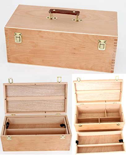 XXL Utensilienkoffer, Malkoffer, Malbox, Pinsel Schatulle Holz