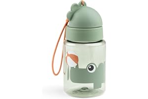 DONE BY DEER Deerbotella con pajita Croco Playground Verde - botella a prueba de fugas 280 ml - Tritan: botella