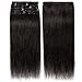 Price comparison product image Clip in Hair Extensions 100% Real Remy Human Hair Natural Black 1B# Full Head 8 Pieces 16-22inch Grade 7A Long Straight Natural 18 Clips, 20"-70gram