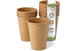 BIOZOYG 250 Stück Kaffeebecher Pappbecher 300ml / 12 oz Ø 90 mm braun - Einwegbecher plastikfrei - Becher aus nachhaltiger Forstwirtschaft - Kaffeebecher Einweg