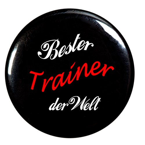 runder Flaschenöffner Button 56 mm mit Spruch Bester Trainer inkl. Band zum Umhängen - 2