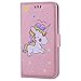 Produktbild Samsung Galaxy A3 2017 Hülle, Chreey Niedlich [Regenbogen Einhorn] Glitzer Handyhülle Premium PU Leder Tasche Flip Wallet Cover mit Standfunktion Kartenfach Schutzhülle [Rosa]