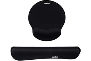 Umitive Tappetino Mouse Ergonomico and Poggiapolsi per Tastiera, Materiali Memory Foam, Base Antscivolo per PC, Laptop e Notebook (Nero)