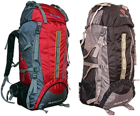 Gleam 2209 Mountain Rucksack / Hiking / trekking bag / Backpack 75 Ltrs ( RED & BLACK set of 2 bags ) with Rain Cover
