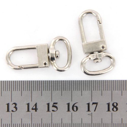10 Stueck Swivel Karabinerhaken Haken Silber Schluesselanhaenger 18mm x 33mm - 4