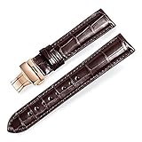 Alligator Leder Bambus Joint Ersatz Uhrenarmbänder mit Einsatz Rose Gold Buckle (20mm, Braun)