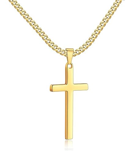 RWQIAN Kruisketting voor heren, kruis, hanger, roestvrij staal