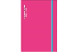 QUICKDRAW Academic Diary 2024-2025 A4 Day a Page Mid Year Contrast Hardback Student Planner Casebound Organiser (Pink)